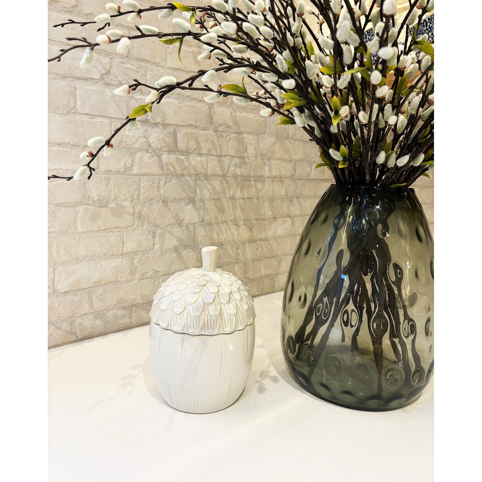 White Acorn Ornamental Jar